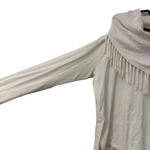 Central Park West NY Cream Fringe Turtleneck Dolman Sweater Womens Size M - Picture 3 of 6